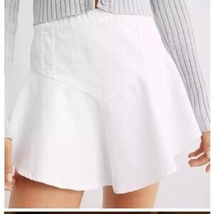 NWT aerie AE white jean denim fit & flare mini flirt skirt XS preppy American